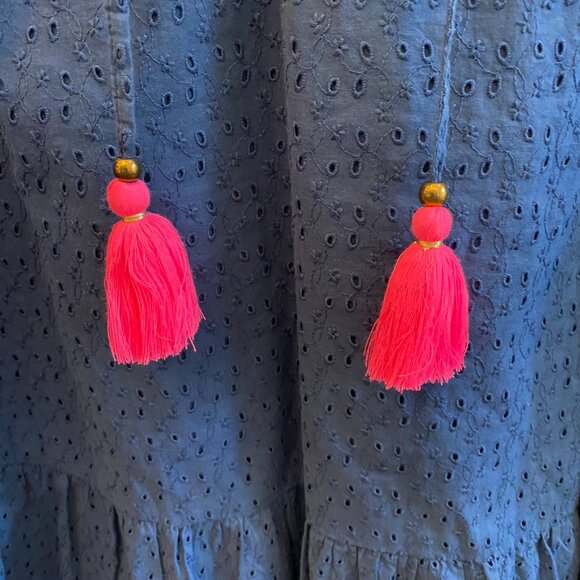 Lilly Pulitzer EUC Lucee Dress Oyster Bay Navy Bayside Eyelet Size L ($228 New) - Picture 9 of 16